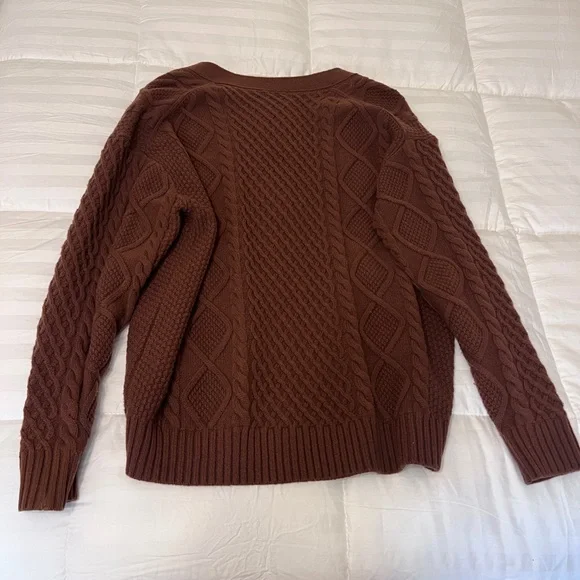 Cozy Brown Cable Knit Cardigan - Picture 3 of 4